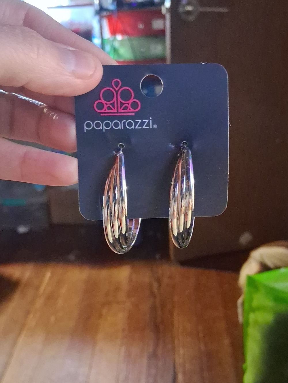 Paparazzi Shiny Silver Twisted Hoop Earrings